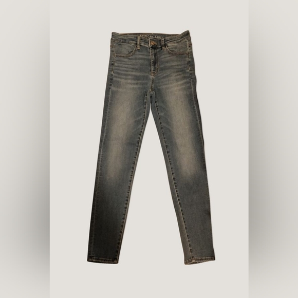 High Waisted Blue Denim Jeggings - Picture 1 of 4